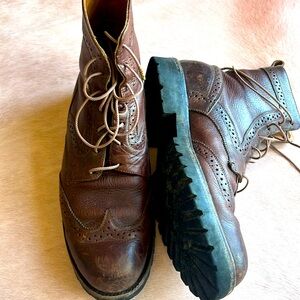 Frye lace up brown wingtip boots